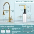 thumbnail image 2 of Wowkk Kitchen Sink Faucets with Pull Down Sprayer and Soap Dispenser, 304 Stainless Steel Single Handle Kitchen Faucet, 2 Water Modes with Deck Plate for Laundry Utility Camper, Brushed Gold, 2 of 10