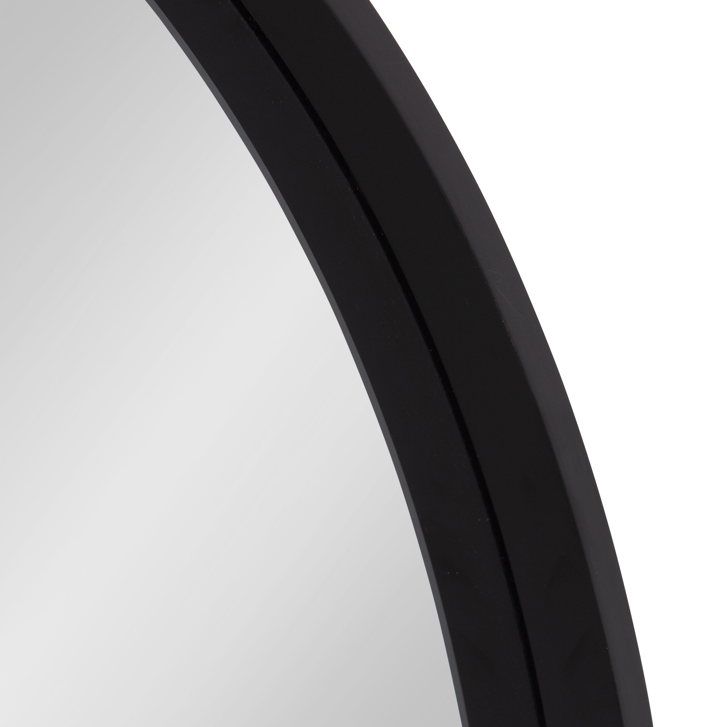 Kate and Laurel Travis Round Wood Wall Mirror, 31.5" Diameter, Black, Modern Wall Décor Accent