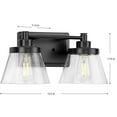 thumbnail image 6 of Hinton Collection Two-Light Matte Black Clear Seeded Glass Farmhouse Bath Vanity Light, 6 of 6