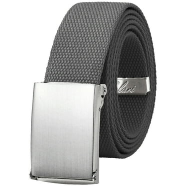 Falari Canvas Web Belt Fully Adjustable Cut to Fit Golf Belt Flip Top Silver Buckle - Dark Grey