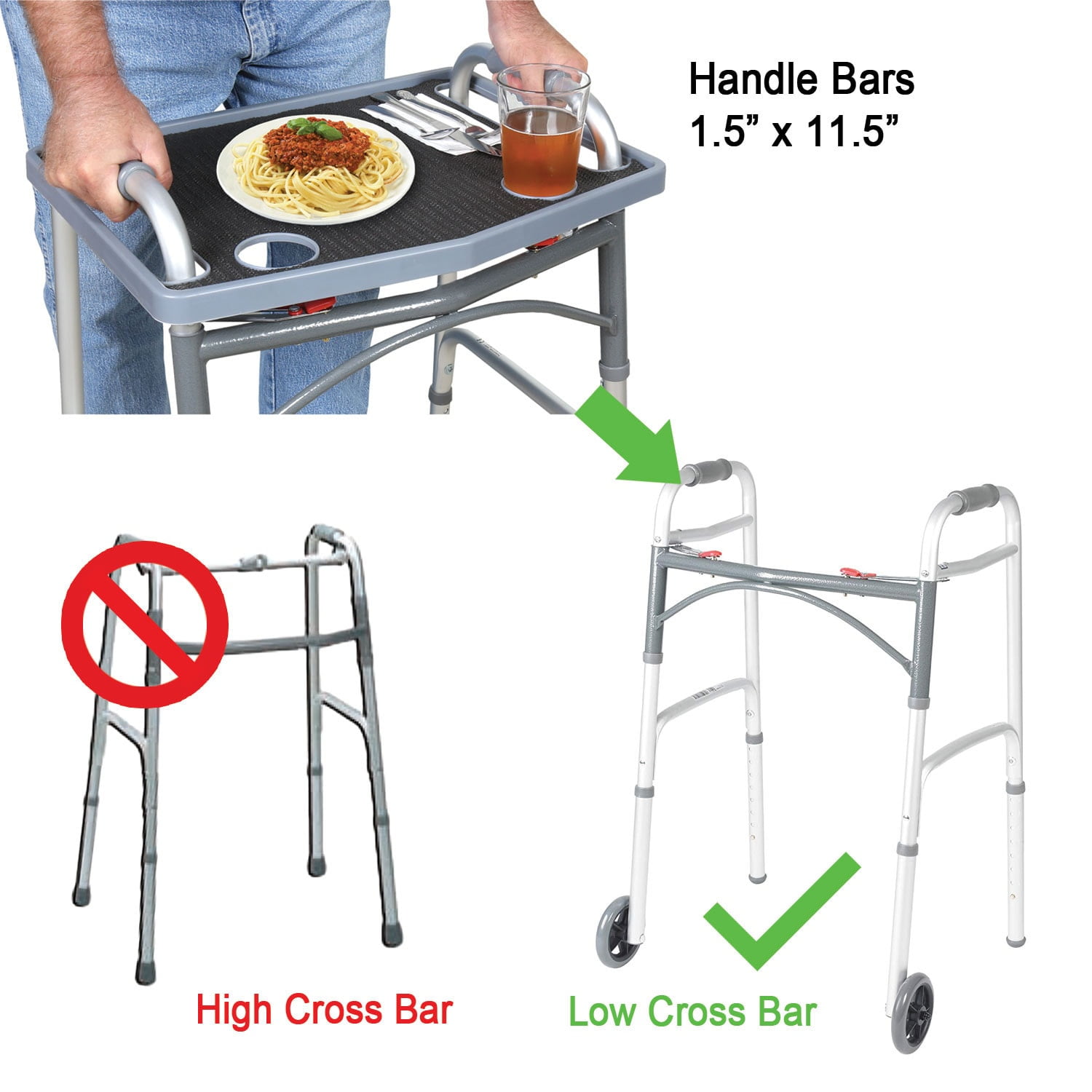 Support Plus Walker Tray Table - Mobility Table Tray for Walker, Non Slip Walker Tray Mat, Walker Accessories Mat, Cup Holder for Walker (21"x16") - Purple