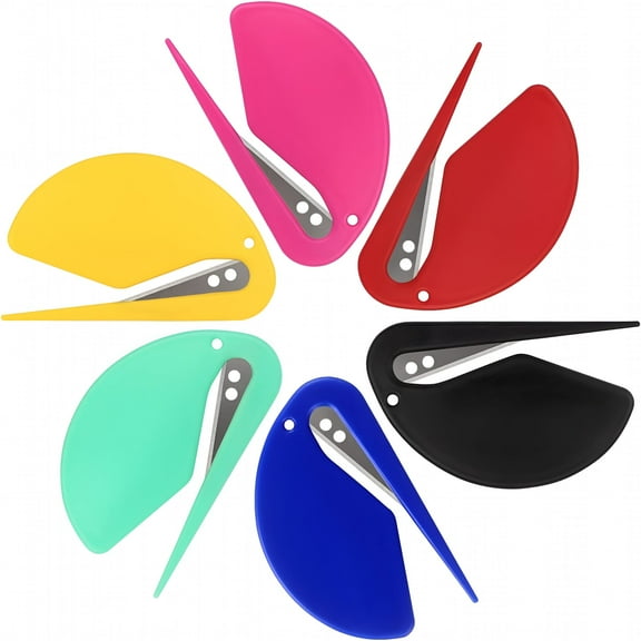 FACEGA 6 Pack Letter Opener Envelope Slitter Set Sharp and Efficient Open Envelopes with Ease (Black/Red/Yellow/Green/Rose/Blue)