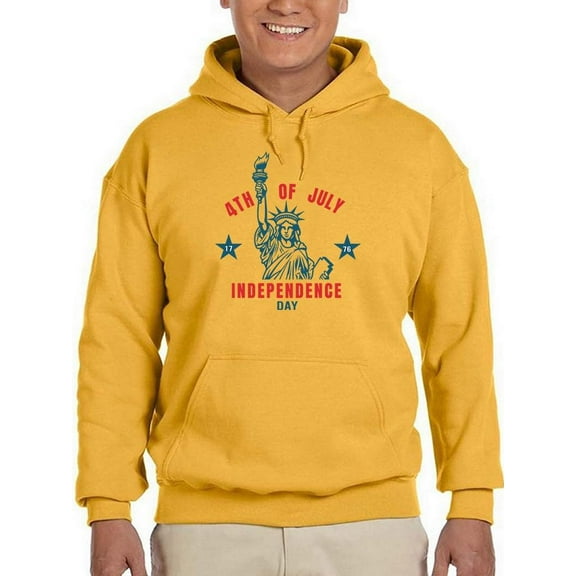 Happy 4Th July Statue Hoodie Men -Image by Shutterstock, Male 4X-Large