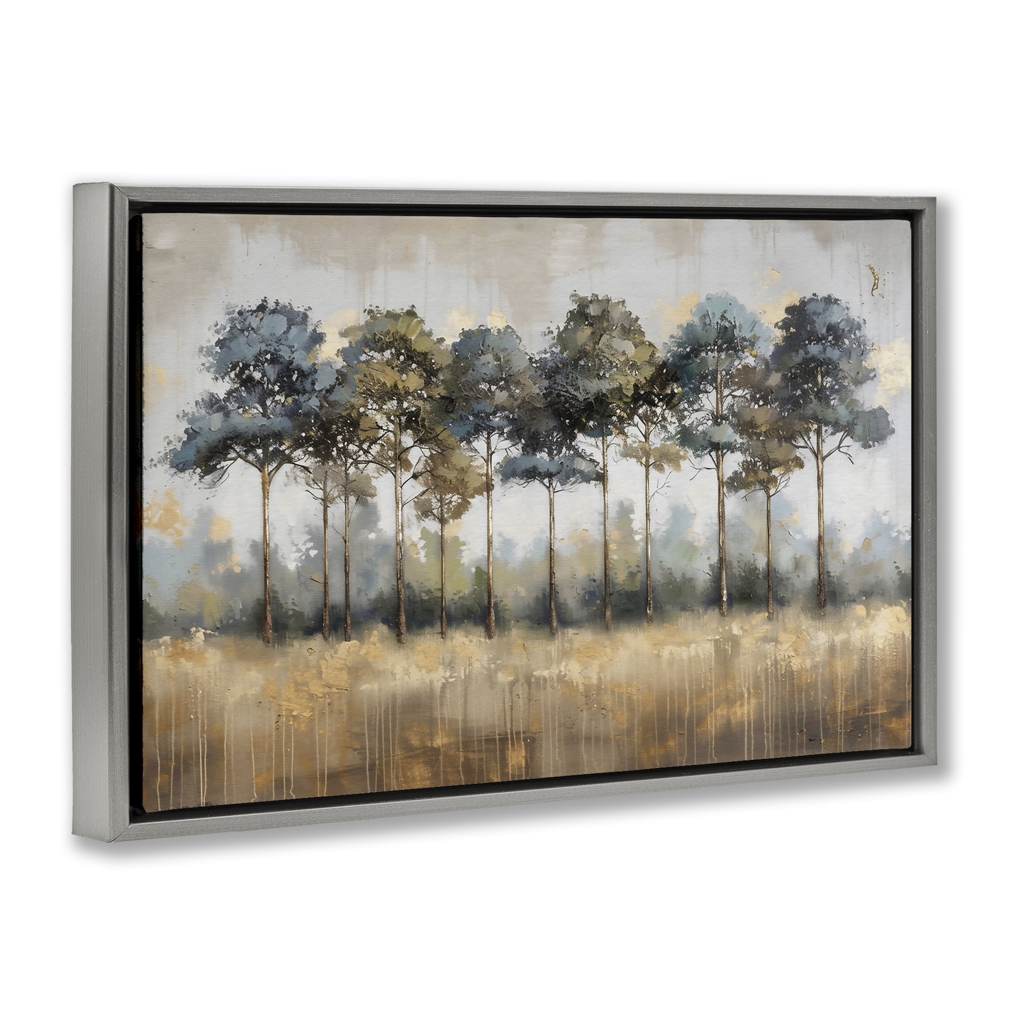 Stupell Industries Green & Blue Forest Grove Gray Framed Floater Canvas Wall Art, design by Creative Studio