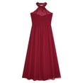 thumbnail image 5 of Eandarui Kids Halter Long Chiffon Flower Girl Dress for Teen Girls Pageant Party Gowns A Line Junior Burgundy 12, 5 of 7