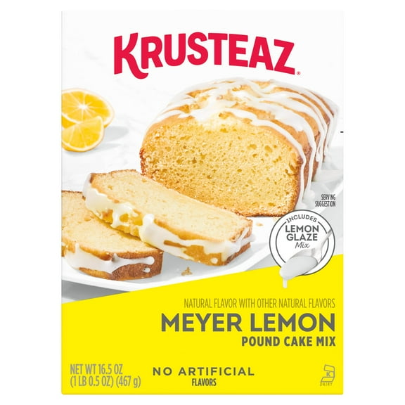 Krusteaz Meyer Lemon Pound Cake and Glaze Mix, 16.5 oz Box, Pack of 2