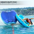thumbnail image 3 of Watersports Inflatable Towable Booster Tube - Two Person Water Boating Float Tow Raft, Inflatable Pull Boats/Tubes/Towables w/Dual Seats, PVC Bladder, Foam Pad, Nylon Handles, 3 of 7