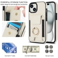 thumbnail image 4 of SaniMore for iPhone 15 Case with Metal Rotating Ring Kickstand RFID Blocking Card Slots PU Leather Anti-scractch Wear-resitant Shockproof Wallet Cover for iPhone 15(6.1" 2023), Apricot, 4 of 9