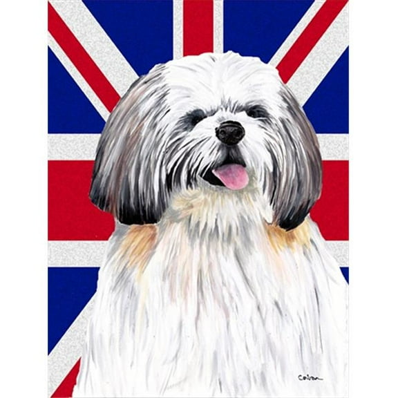 Shih Tzu with English Union Jack British Flag Flag Garden Size