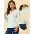 thumbnail image 2 of Allegra K Blusa Informal De Manga Larga Con Volantes Florales Y Cuello En V Para Mujer Azul Claro M, 2 of 4