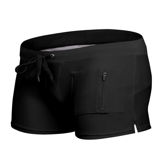 Ticikt Men's Fashion Swimwear Fashion Casual Summer Solid Colour Swimming Shorts Briefs Casual Swimming Shorts,Color:Black,3XL