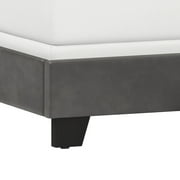 Willow Nailhead Trim Upholstered King Bed, Charcoal Faux Leather