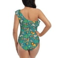 thumbnail image 5 of Easygdp Jungle Animals Women's One Shoulder Ruffle Monokini Bathing Suits with Removable Chest Pad, Quick Drying - Small, 5 of 8