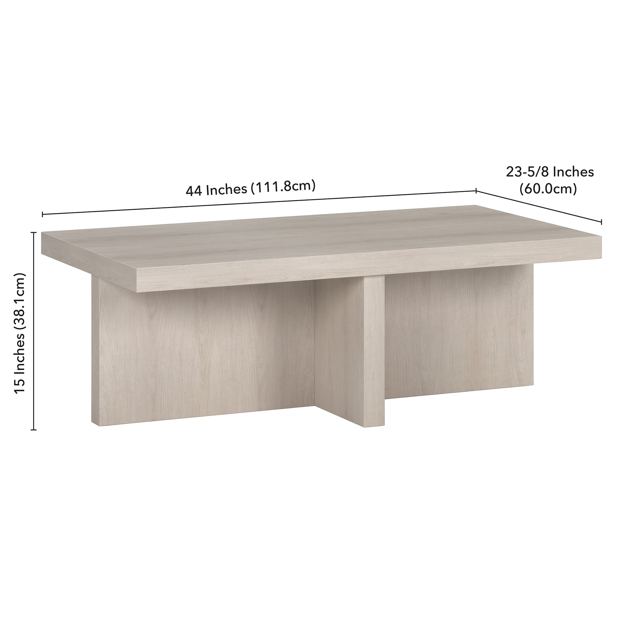 Evelyn&Zoe Contemporary High-Quality Rectangular Medium Density Fiberboard Coffee Table, Alder White