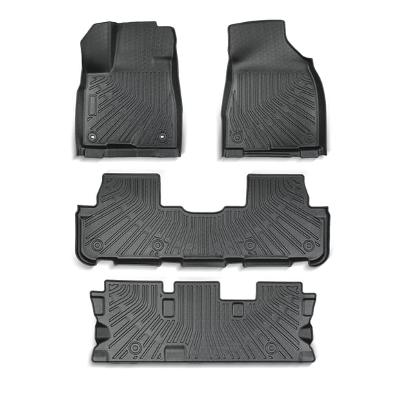 findmall Black TPE Floor Mats for 2014-2019 Toyota Highlander 7/8 Seater 3 Row 4PCS Custom All Weather Car Floor Liners