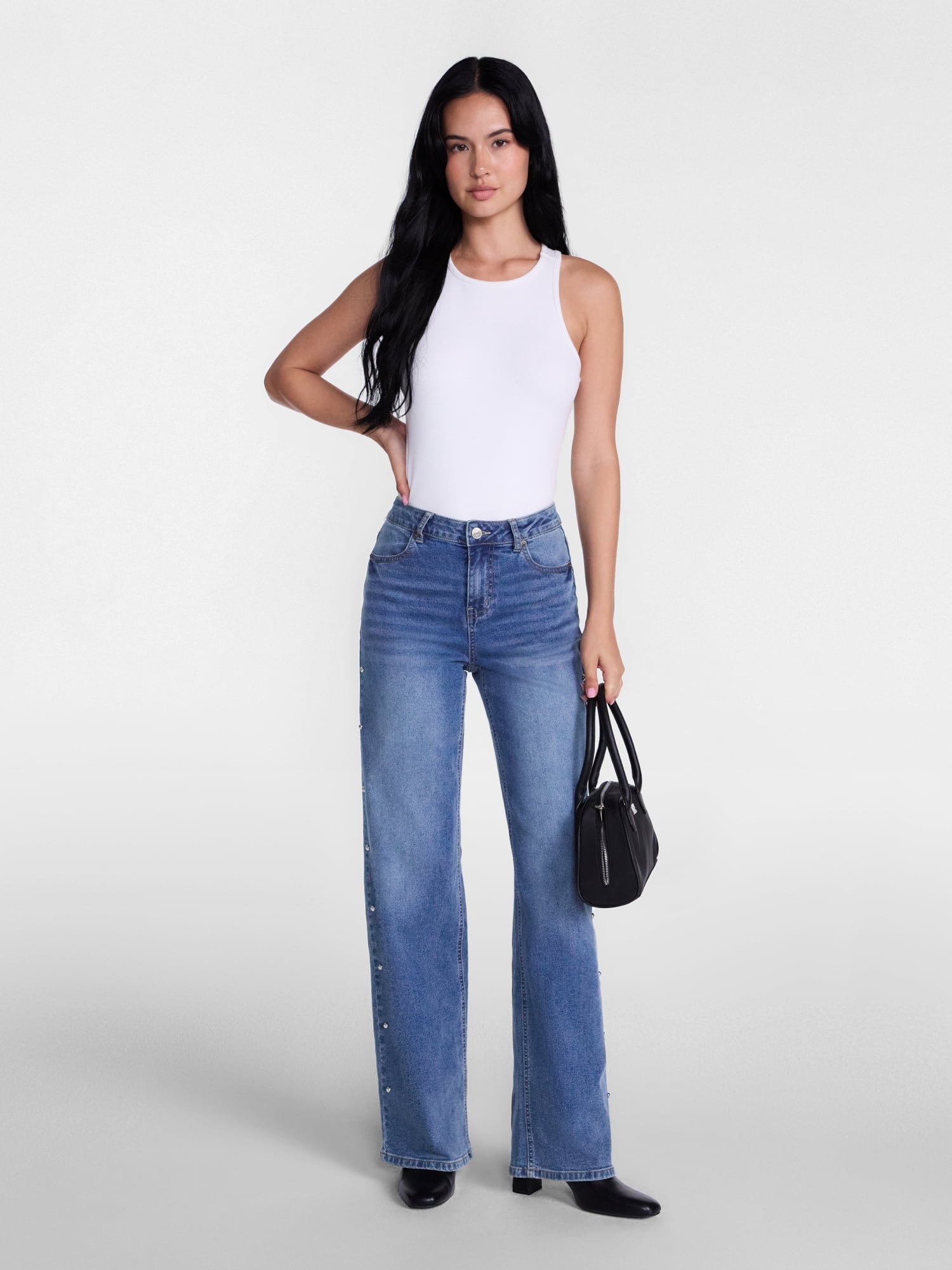 Madden NYC Women’s Studded Ultra Jeans, 32'' Inseam, Sizes 00-18