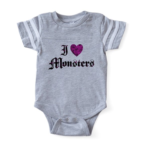 CafePress - I Love Monsters - Cute Infant Baby Football Bodysuit