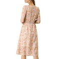 thumbnail image 4 of INSPIRE CHIC Women's Floral Print Swing Long Sleeve V-Neck Midi Dress XS Pink, 4 of 8