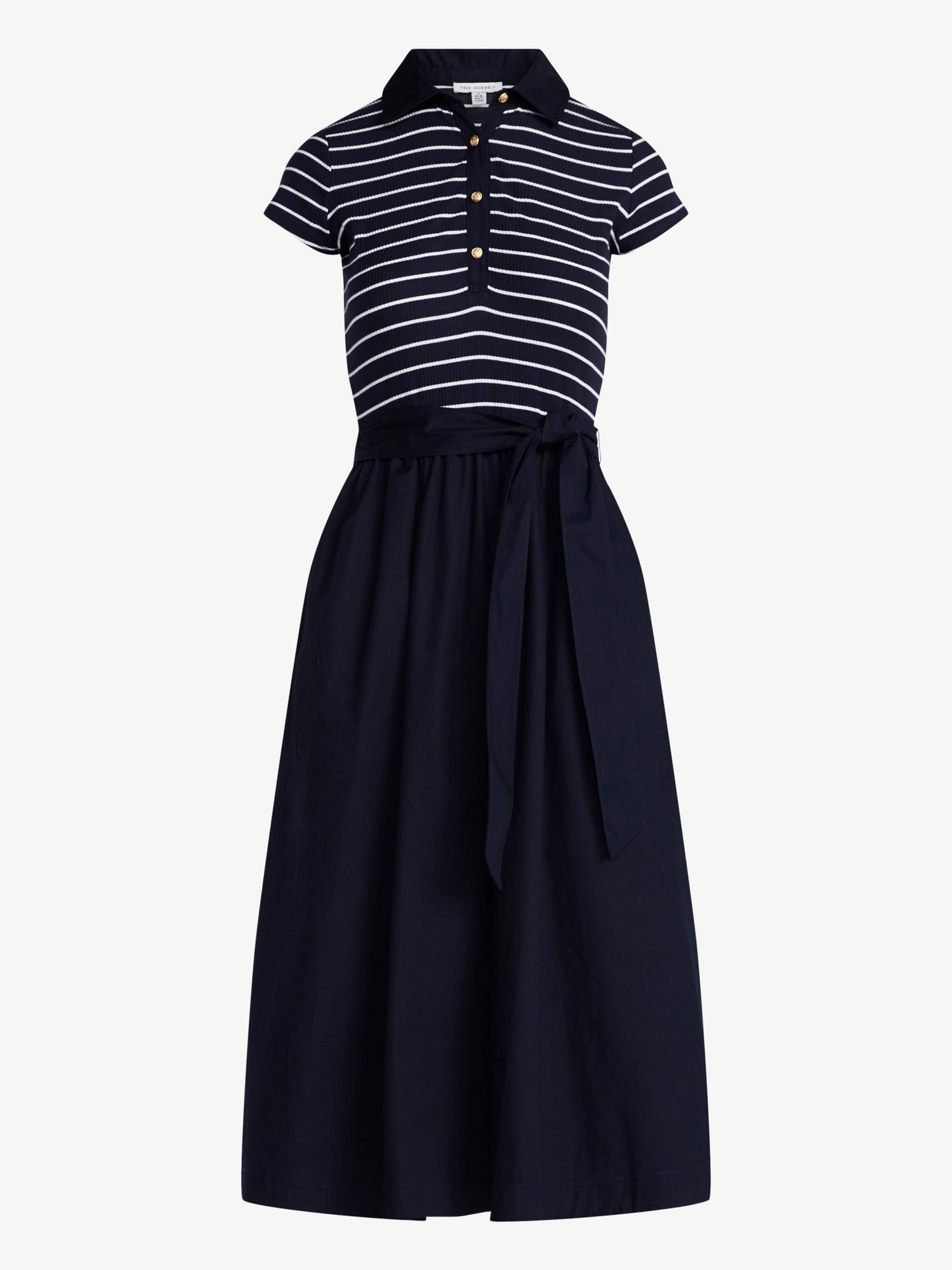 Free Assembly Women's and Women's Plus Belted Mixy Polo Midi Dress with  Short Sleeves, Sizes XS-4X - Walmart.com