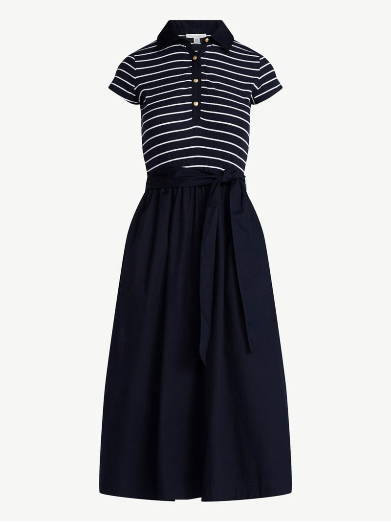 knee length dresses for ladies The Viscose Knit Polo Midi Dress