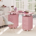 thumbnail image 4 of Gymax Manicure Table Nail Desk w/ Electric Dust Collector 3 Dust Bags Wrist Rest Pink, 4 of 10