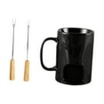 thumbnail image 2 of Juego para fondue con mini ollas para derretir chocolate, 2 tenedores, taza de cerámica para fondue, olla caliente para cenas, fiestas de, 2 of 9