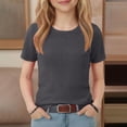 thumbnail image 7 of Resicozy Girls Shirts Cute Basic Tees Summer Ribbed Top Teens Short Sleeve Vacation T-Shirt for Kids 5-13 Years Gray 130, 7 of 7