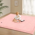 thumbnail image 2 of Teler Baby Play Mat for Floor, 1.3" Thick Foam 47"×47" Playmat, Ultra-Soft Plush Feel & Non-Slip Backing Safe for Infants, Toddlers Crawling, Pink, 2 of 10