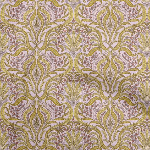 oneOone Cotton Poplin Yellow Fabric Asian Traditional Floral Sewing Craft Projects Fabric Prints By Yard 56 Inch Wide
