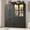 Black 6 Doors, variant on 2 Glass Doors Armoire Wardrobe Closet with 3 Drawer & LED Light,75"H Wardrobe Closet Clothing Organizer with Hanging Rail for Bedroom
