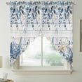 thumbnail image 2 of Blue Eucalyptus Coastal Swag Valances for Windows 2 Pack, Kitchen Window Curtains 36 Inch Length, Beach Starfish Shell Nautical Retro Privacy Swag Curtains for Living Room/Bathroom 36"x36", 2 of 8