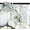 thumbnail image 6 of 72x72 Inches Gray Blue Marble Shower Curtain Watercolor Abstract White Gold Marble Texture Modern Luxury Art Fabric Shower Curtains for Bathroom Decor Polyester with Hooks, 6 of 6