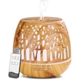 thumbnail image 2 of Ultrasonic Humidifier and Aroma Diffuser 400ml, LED Ultrasonic Fragrance Atomizer with Remote Control - Forest Carving, Dark Wood, 2 of 4