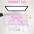 thumbnail image 2 of Large Pink Bow Scalloped Desk Mat 31. 5" x 15. 7" Cute Bow Mouse Pad Coquette Kawaii Computer Mousepad Big Preppy Aesthetic Table Decor Non-Slip Rubber Base Mat for Women Office Home$$Office, 2 of 7