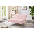 thumbnail image 2 of Convertible Single Sofa Bed Futon with Gold Metal Legs Teddy Fabric -Versatile Sleeper Sofa Couch-Pink, 2 of 7