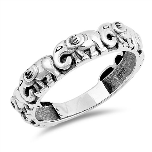Elephant Animal Stackable Thumb Ring .925 Sterling Silver Band Jewelry Female Male Unisex Size 5