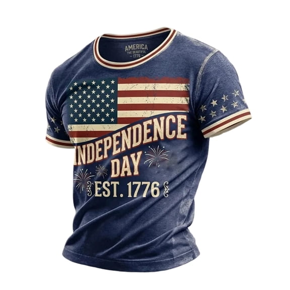 Mens Shirts Usa Independence Day Patriotic Festive Beach Clothes for Men,Navy,L