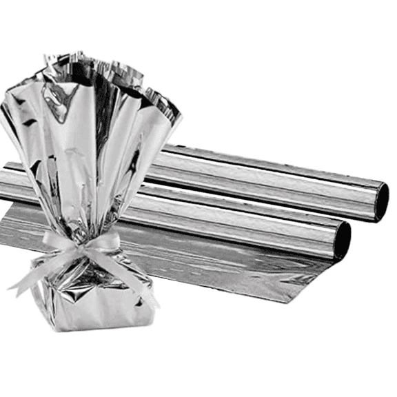 PMU (2) Gift Wrap Mylar Roll Metallic Silver 2-sided, 24 Inches X 8.3 Ft Roll 1.4 Mil Highly Reflective Mylar Film, Great for Gifts, Birthdays, Christmas, Baskets, Arts & Crafts