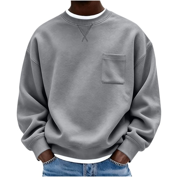 Mineart Men's Crewneck Sweatshirt Long Sleeve Fall Oversized Pullover Tops Loose Fit Athletic Comfy Basic Shirts