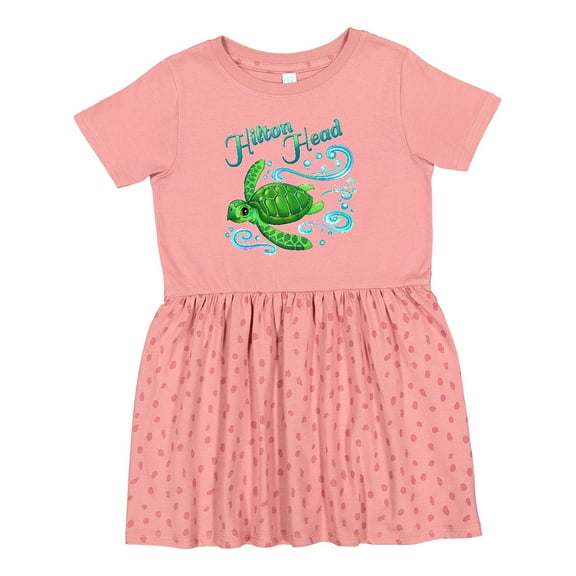 Inktastic Hilton Head Cute Sea Turtle with Waves and Bubbles Girls Toddler Dress