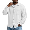 thumbnail image 5 of ZCFZJW Men's Button Down Shirt Texture Wrinkle Free Shirts Long Sleeve Waffle Untucked Shirt with Pockets Lightweight Thin Jackets Tops White XXXL, 5 of 8