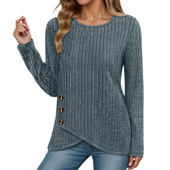 EDFBUYKRS Womens 3/4 Sleeve Tops, Shirts for Women Long Sleeve Work Womens Fall Tops Dressy Collared Pullover Shirts for Women Womens Graphic Tees V Neck S