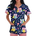 thumbnail image 4 of Kixjoy Scrubs Tops for Women Plus Size Casual Animal Printed Scrubs V Neck Stretchy Short Sleeve Shirt Lightweight Medical Womens Uniform Tops with Pockets, Purple Pink 5XL, 4 of 6