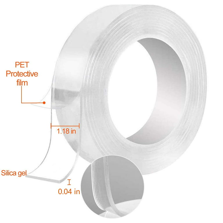 HSTECH (1in 16ft) Double Sided Tape Heavy Duty Acrylic Sticky Mounting Tape Clear Removable Strong Two Sided Adhesive for Sign/Photo/Poster/Picture