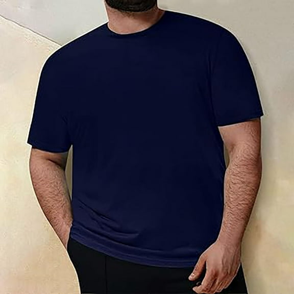 Big & Tall T Shirts for Men Plus Size 2X-5X Short Sleeve Crewneck Tshirts Shirt Mens Casual Solid Color Pullover Breathable Going-Out Tees Tops