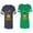 Men Navy / Women Green, variant on King Queen Red Gold Crown Unisex Couple Matching Cotton Jersey style T-Shirt Contrasting stripes on sleeves (Men Navy / Women Red) (Men XL / Women XL)