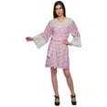 thumbnail image 2 of Moomaya Printed Cotton Venice Lace Bridesmaid Robe Short Robes For Women, 2 of 6