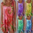 thumbnail image 6 of Women Sleeveless O-Neck Loose Swing for Tank Dress Gradient Tie-Dye Print Casual Bohemian Pleated Basic Beach Sundress S, 6 of 14