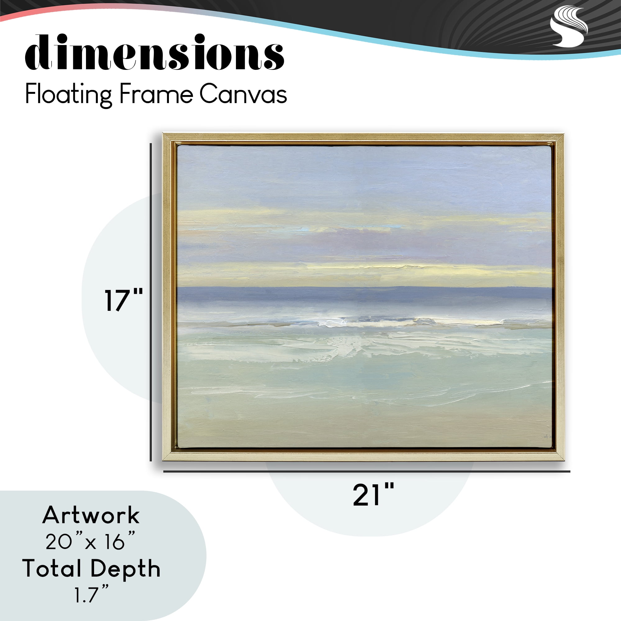 Stupell Industries Tranquil Coastal Morning Waves Gold Framed Floater Canvas Wall Art, design by Sally Swatland