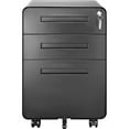 thumbnail image 1 of 3-Drawer Steel Mobile Office File Cabinet with Lock, 23.6" Deep Under Desk Vertical Filing Cabinet for Hanging Letters, Legal and A4 Files, 1 of 10